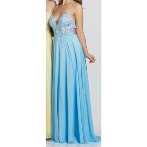 Dave and Johnny Icy Blue Prom Dress